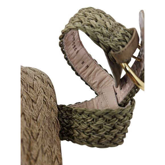 Stuart Weitzman 8 Espadrille Sandal Ankle Strap Coastal Boho Braided straw - Picture 3 of 6